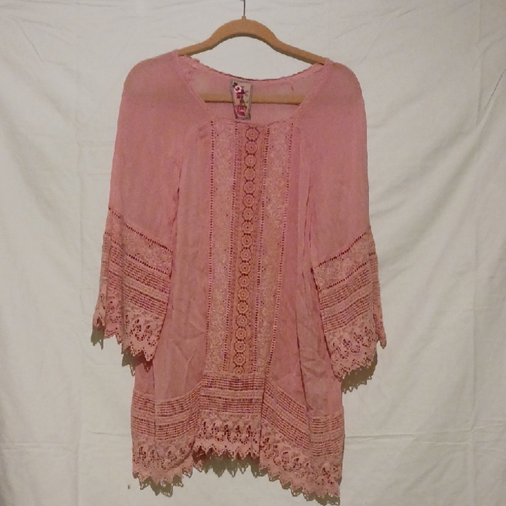 Johnny Was Blush Lace Detail Tunic